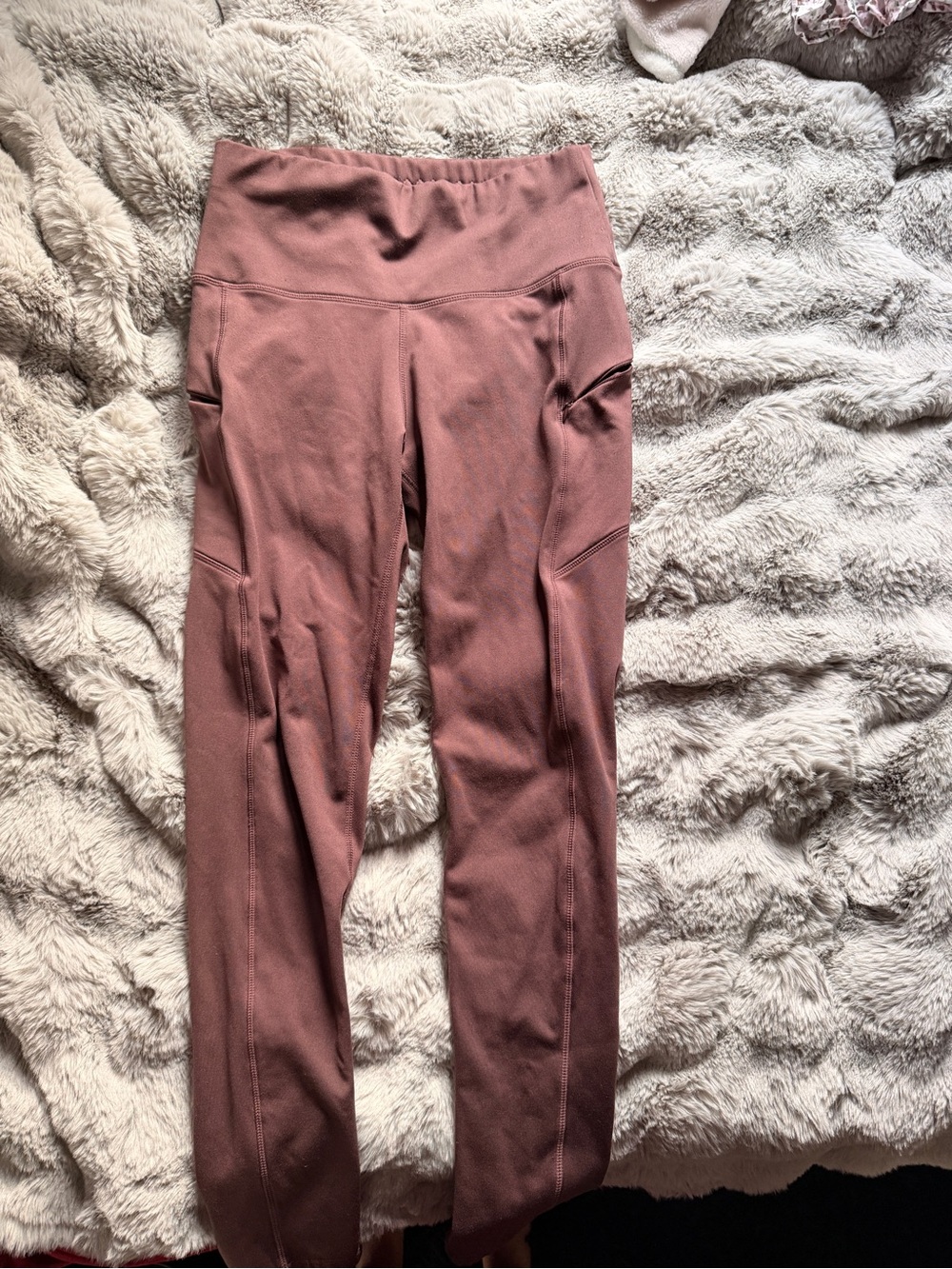 High-Rise Mauve Women's Leggings with Side Pockets
